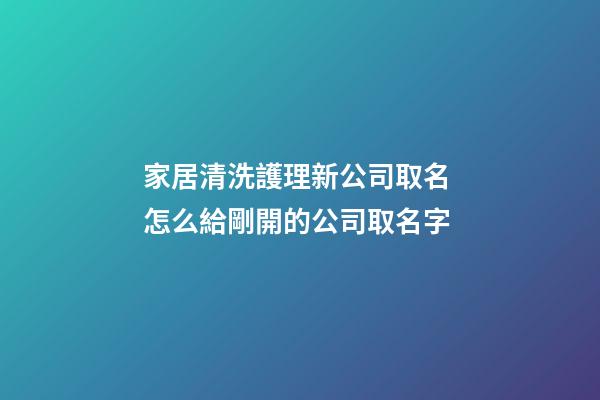 家居清洗護理新公司取名 怎么給剛開的公司取名字-第1張-公司起名-玄機派